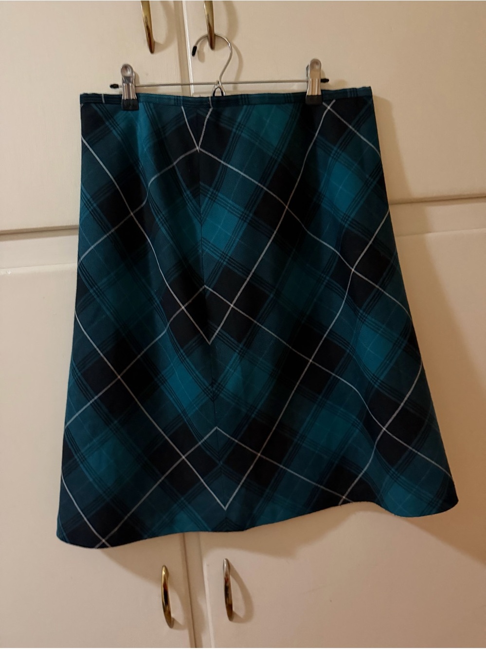 Style & Co. Teal and Black Plaid A-Line Skirt